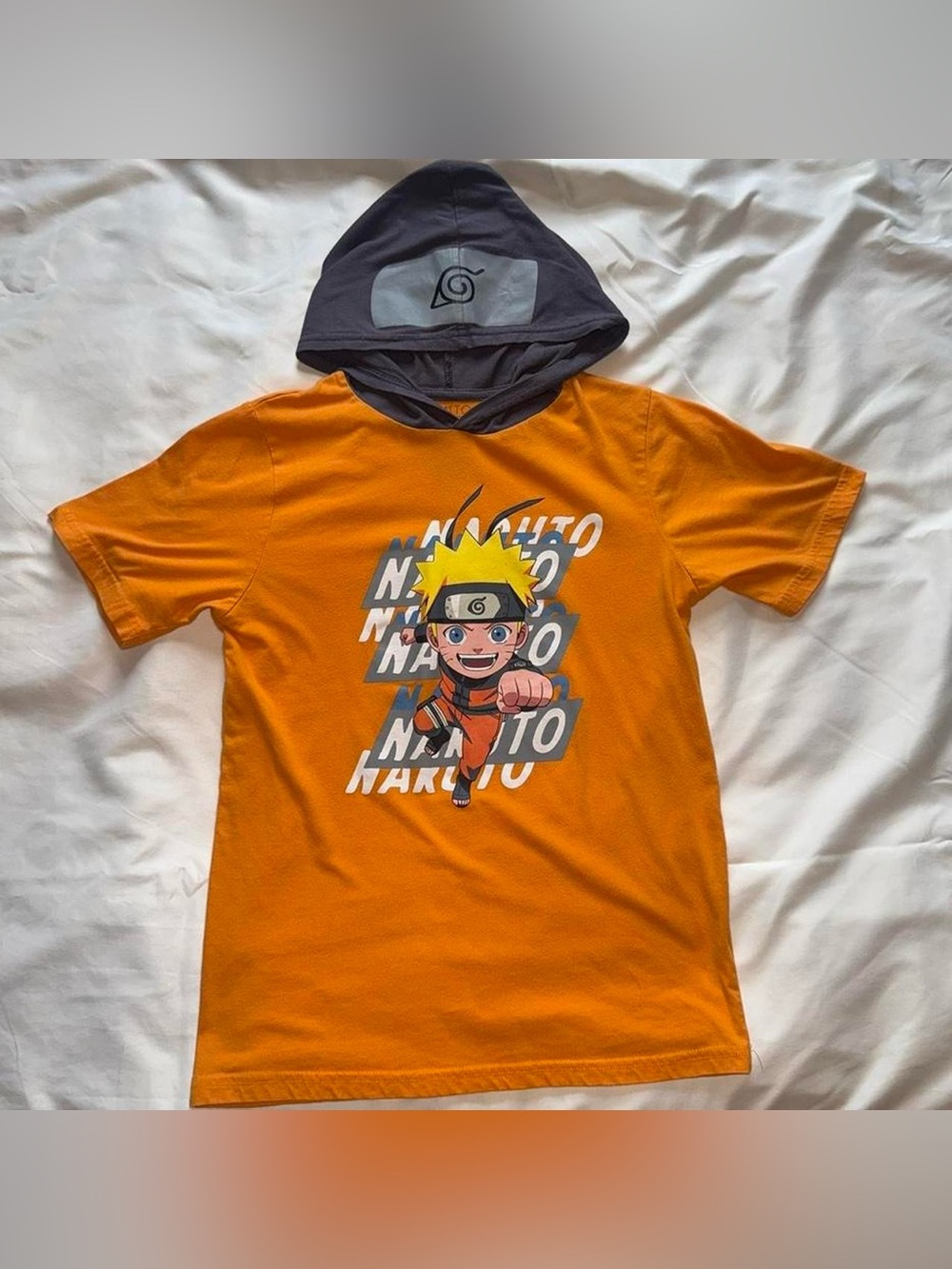 Naruto Youth Boys Orange Hooded T-Shirt | Size 10/12